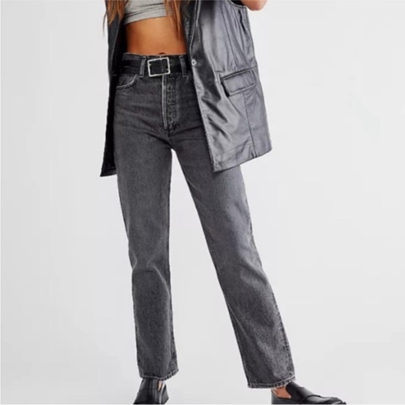 Agolde 90s Pinch High Rise Jeans Washed Black Size 23 - Picture 1 of 7